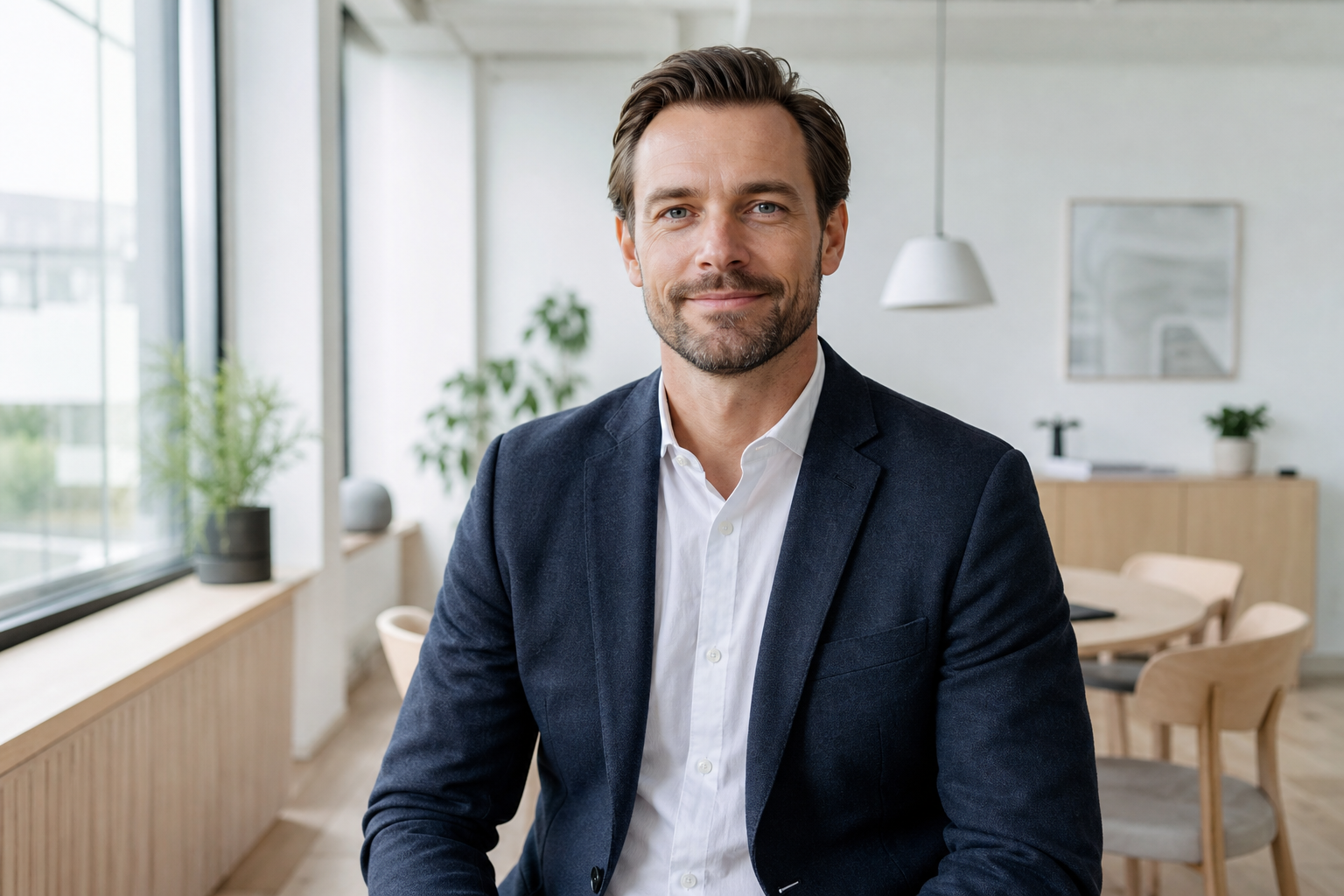 Scandinavian ERP Consultant in Modern Office